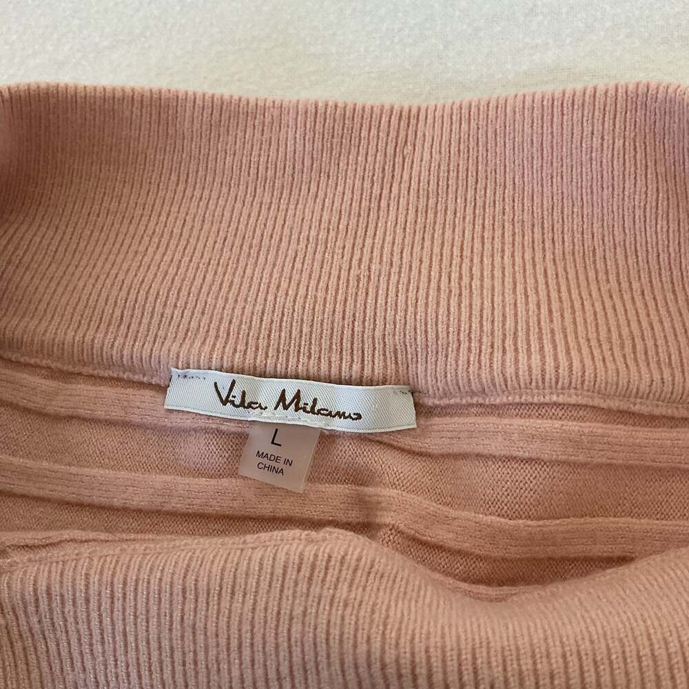 Vila Milano Pink Sweater Size Large Ribbed boat neck warm Cuffed Sleeves Woman - Picture 3 of 4